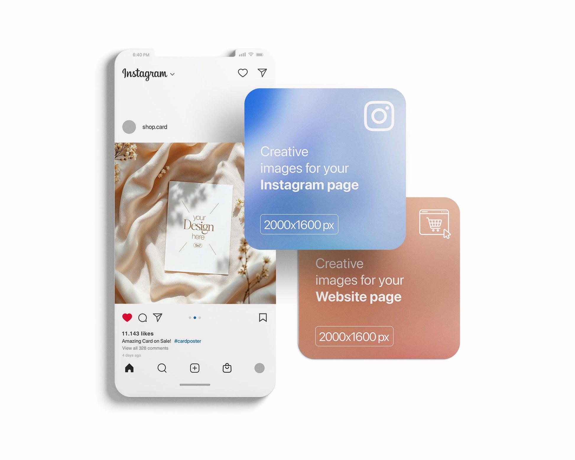 5x7 Card Mockup PSD Template, Minimalist White Stationery Mockup for Wedding, Baby Shower & Invitation Cards, Editable Smart Object