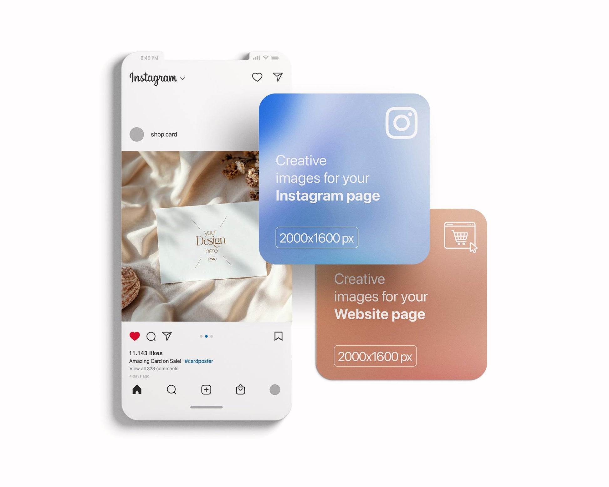 7x5 Card Mockup PSD | Minimalist White Stationery Template for Wedding Invitations, Baby Shower Cards & Editable Smart Object Design