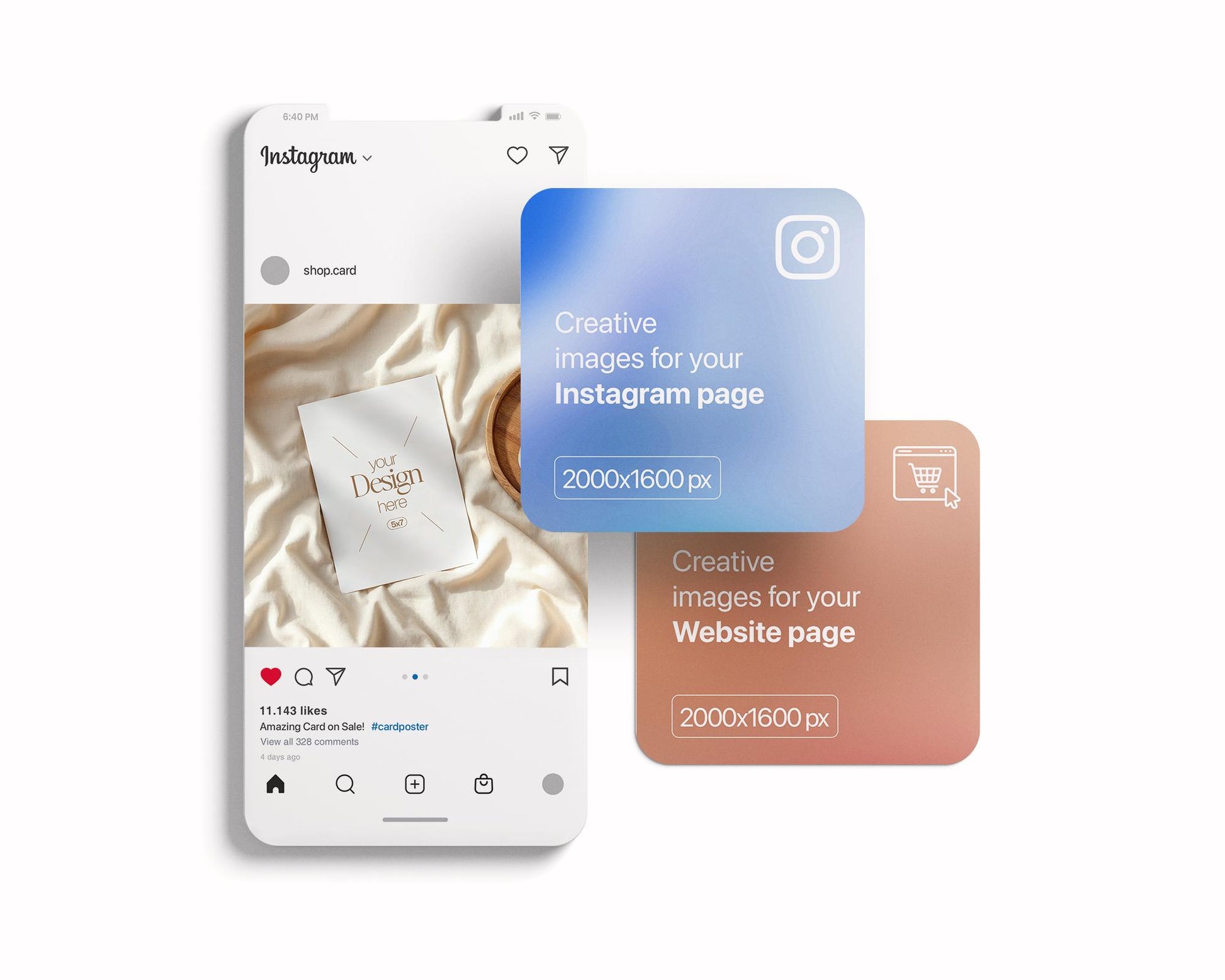 5x7 Card Mockup PSD Template - Minimalist White Stationery for Wedding, Baby Shower & Invitation Cards Editable Smart Object