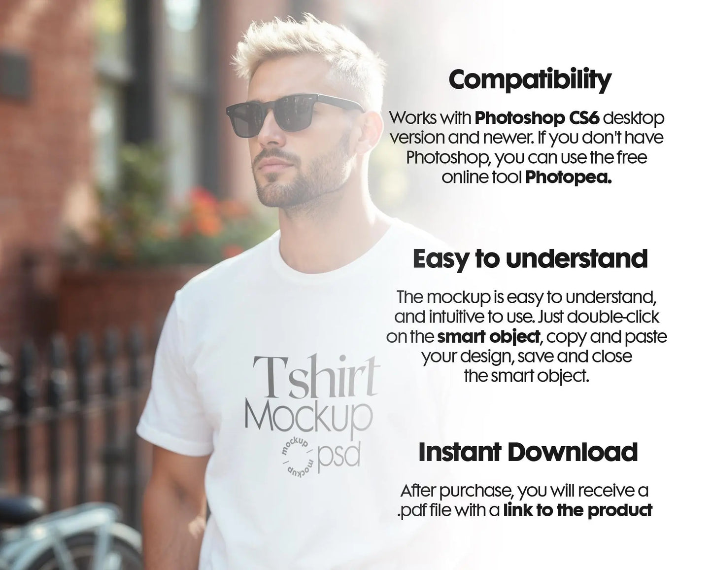 Male Model White T-Shirt Mockup PSD - Gildan & Bella Canvas 3001 Template for Custom Apparel Design, PSD Smart Object