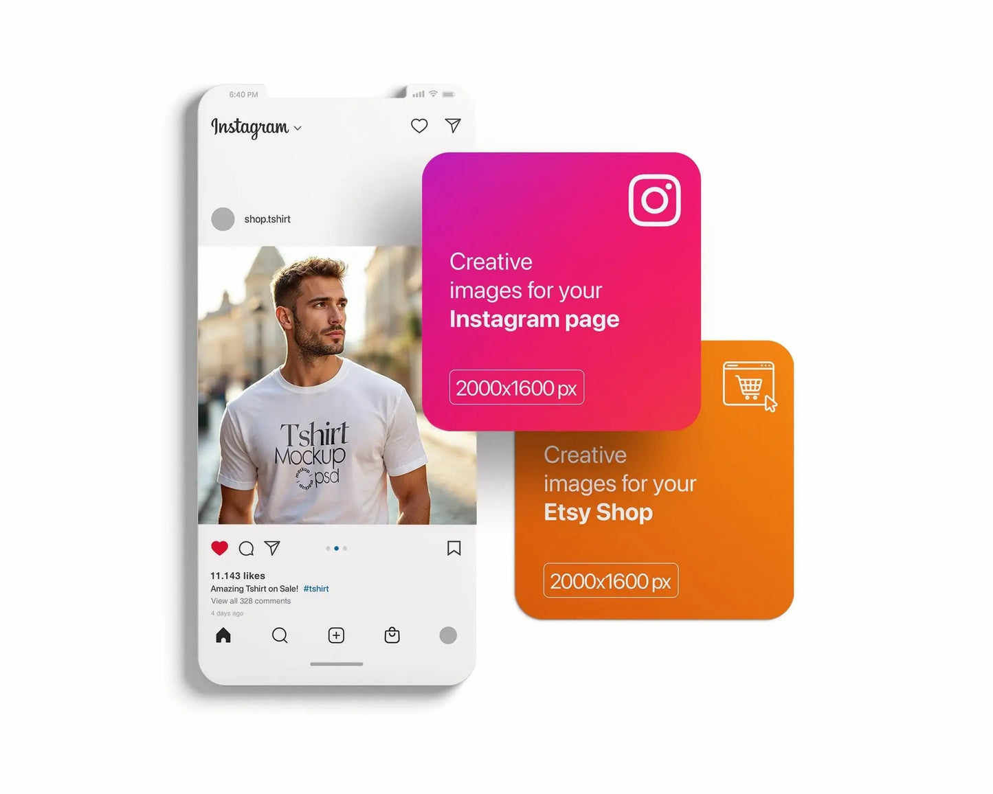 Male Model White T-Shirt Mockup PSD - Gildan & Bella Canvas 3001 Template for Custom Apparel Design, PSD Smart Object