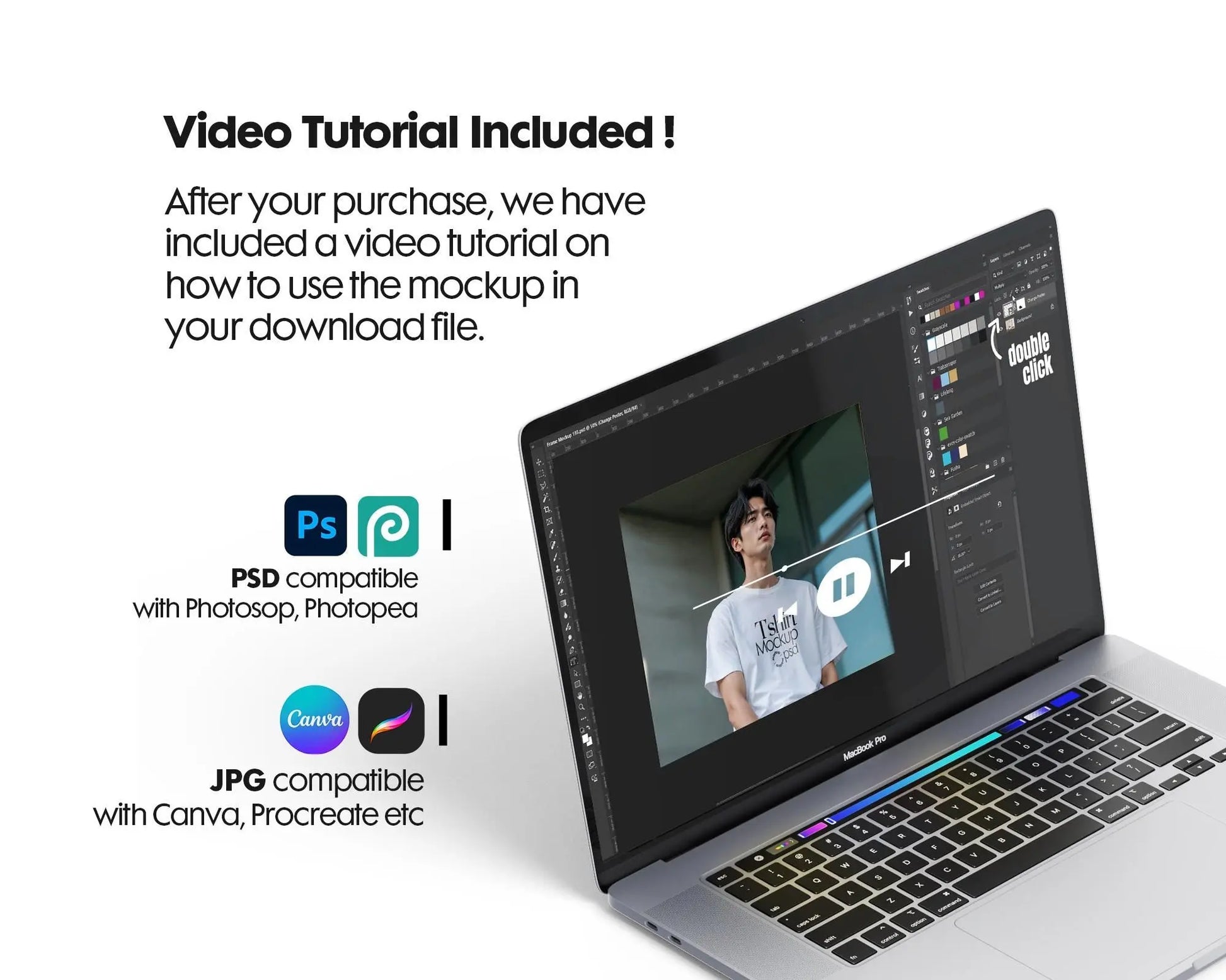 Male Model White T-Shirt Mockup PSD - Gildan & Bella Canvas 3001 Template for Custom Apparel Design, PSD Smart Object