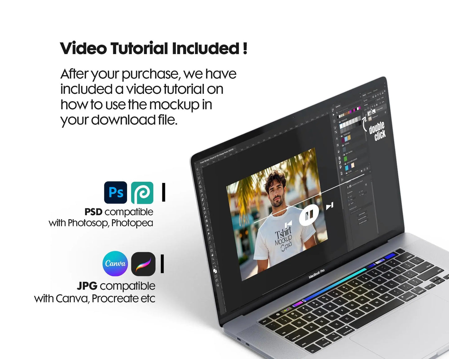 Male Model White T-Shirt Mockup PSD - Gildan & Bella Canvas 3001 Template for Custom Apparel Design, PSD Smart Object