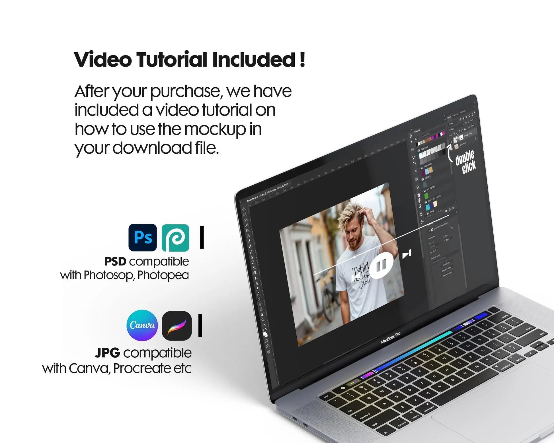 Male Model White T-Shirt Mockup PSD - Gildan & Bella Canvas 3001 Template for Custom Apparel Design, PSD Smart Object