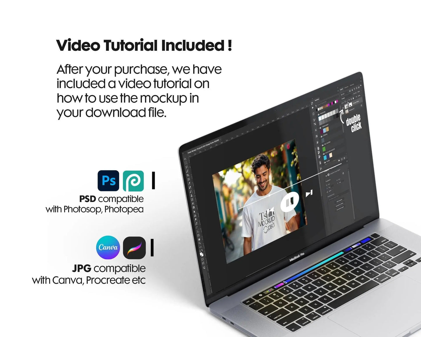 Male Model White T-Shirt Mockup PSD - Gildan & Bella Canvas 3001 Template for Custom Apparel Design, PSD Smart Object