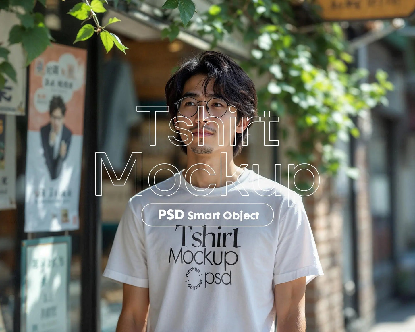 Male Model White T-Shirt Mockup PSD - Gildan & Bella Canvas 3001 Template for Custom Apparel Design, PSD Smart Object