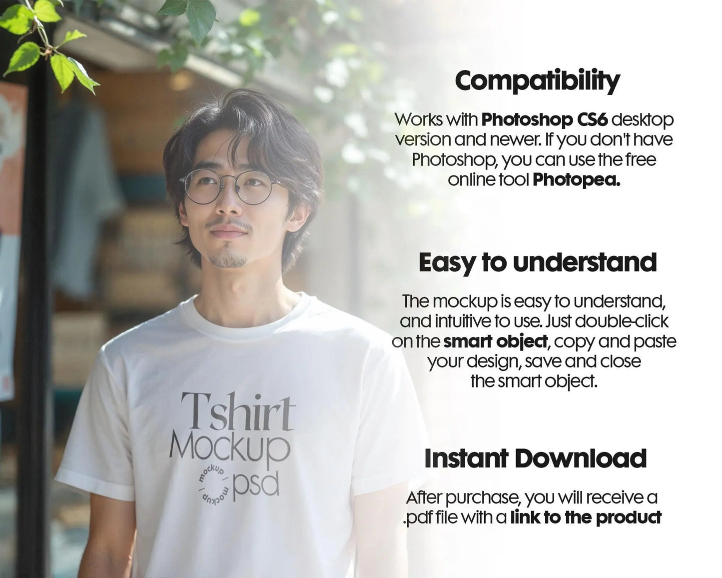 Male Model White T-Shirt Mockup PSD - Gildan & Bella Canvas 3001 Template for Custom Apparel Design, PSD Smart Object