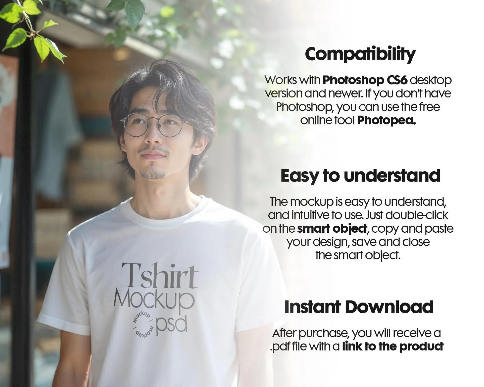 Male Model White T-Shirt Mockup PSD - Gildan & Bella Canvas 3001 Template for Custom Apparel Design, PSD Smart Object