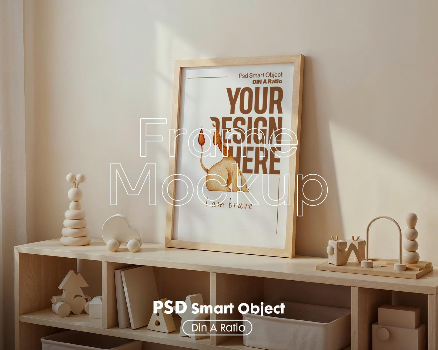 Nursery Frame Mockup PSD | Home Interior Wall Poster Mockup for Kids Room | Editable Nursery Poster Frames