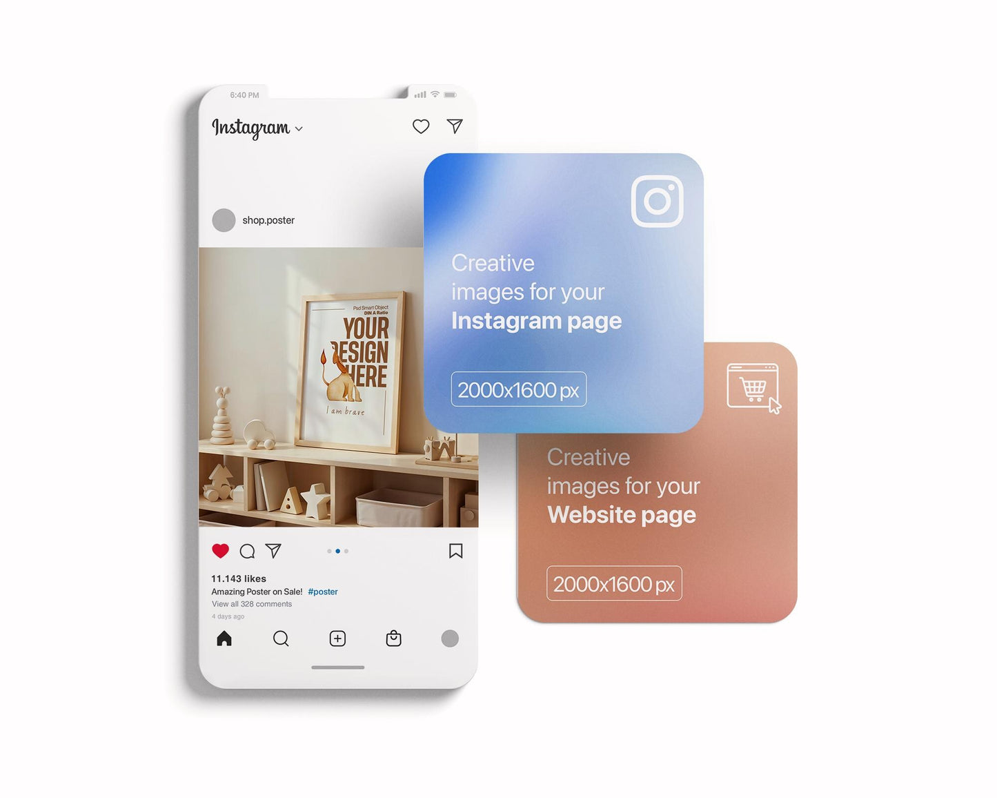 Nursery Frame Mockup PSD | Home Interior Wall Poster Mockup for Kids Room | Editable Nursery Poster Frames