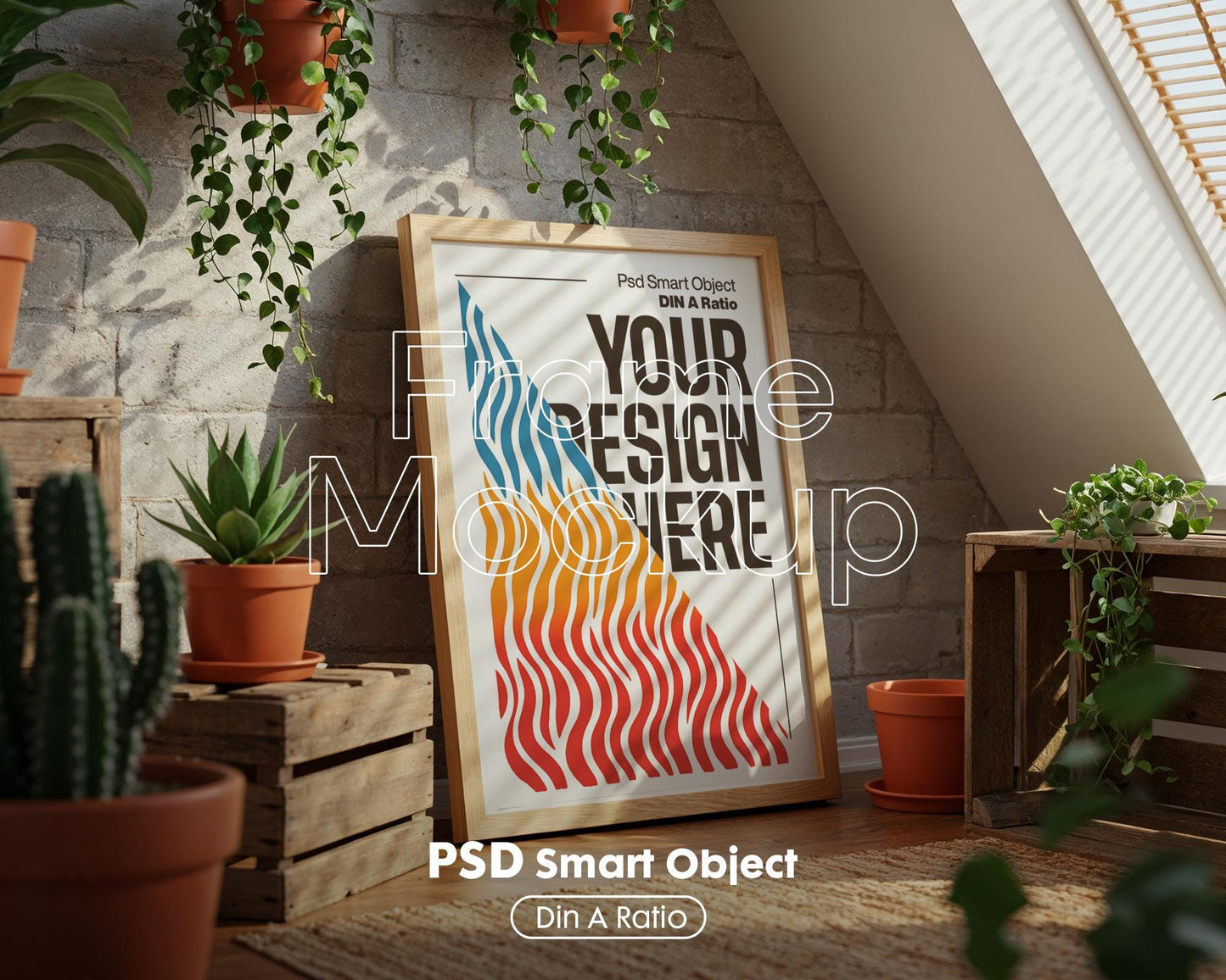 Poster Mockup PSD, Wall Art Template ISO A DIN Ratio Frame Display Digital Download for Artwork Presentation