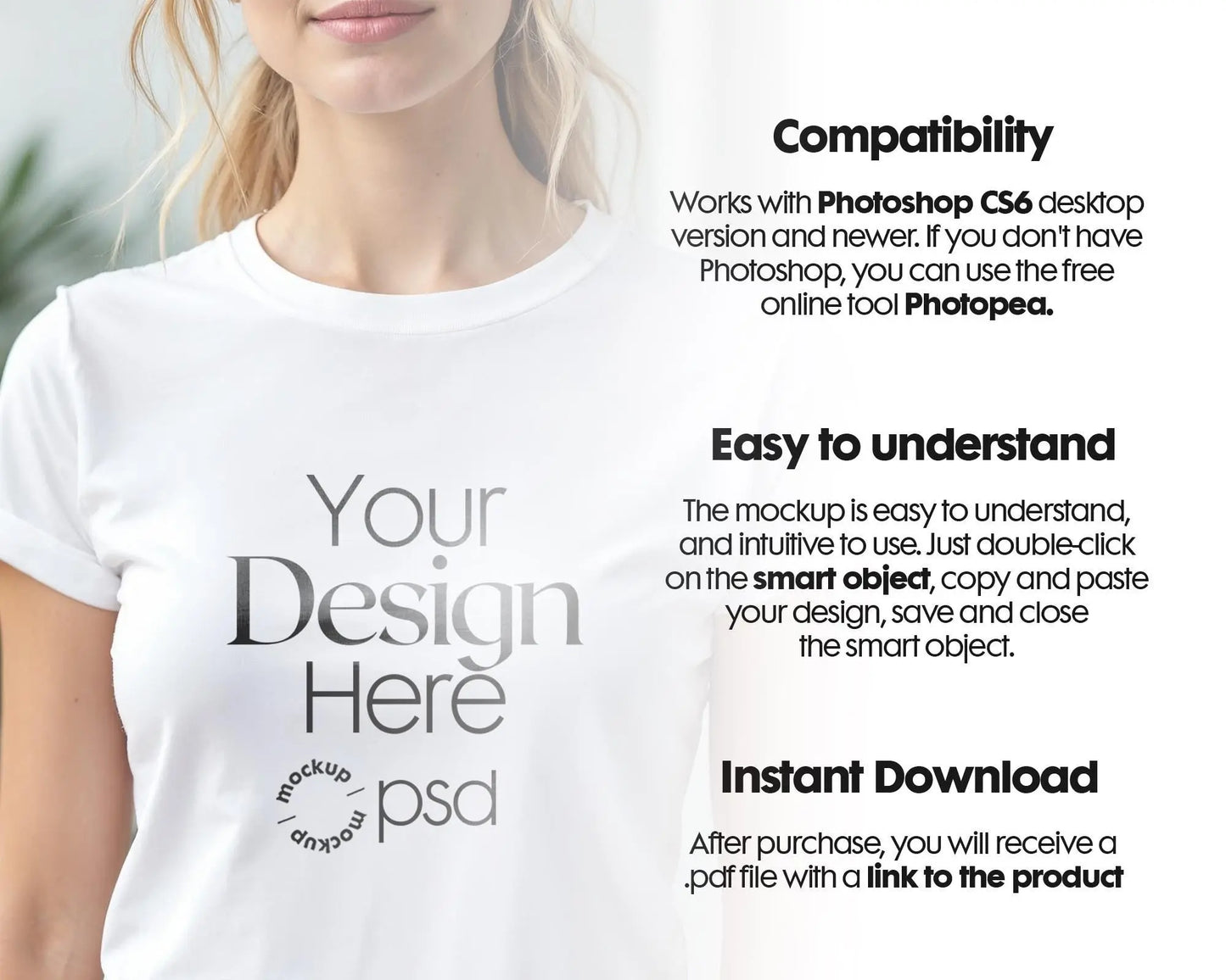 Woman White T-Shirt Mockup PSD | Gildan 64000 & Bella Canvas 3001 Models | Print on Demand Tee Mockups