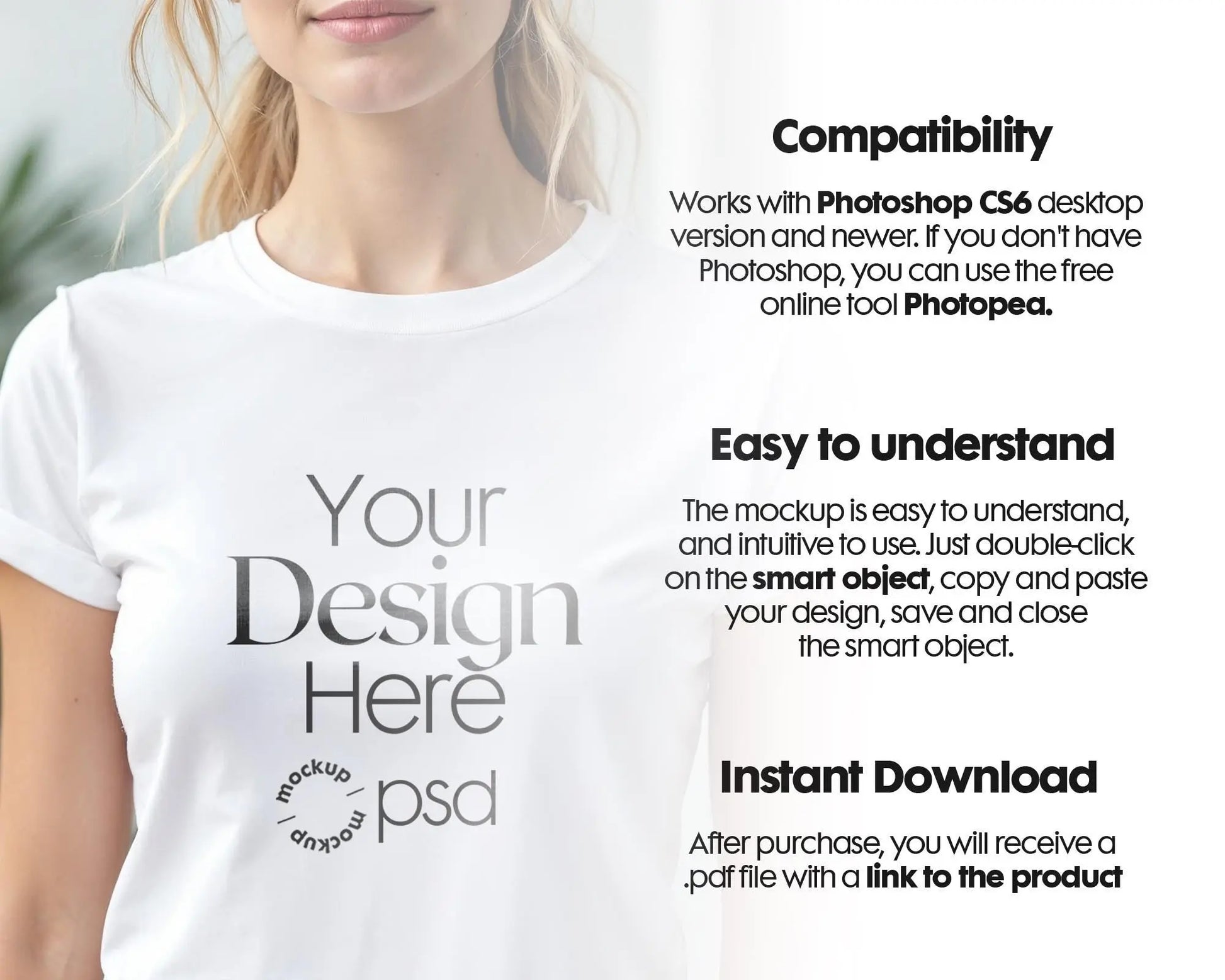Woman White T-Shirt Mockup PSD | Gildan 64000 & Bella Canvas 3001 Models | Print on Demand Tee Mockups