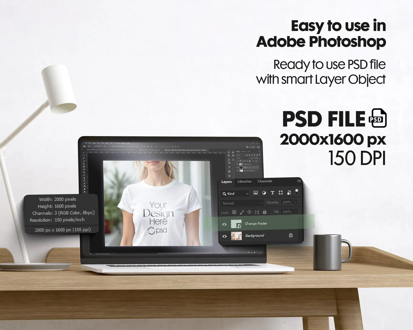 Woman White T-Shirt Mockup PSD | Gildan 64000 & Bella Canvas 3001 Models | Print on Demand Tee Mockups