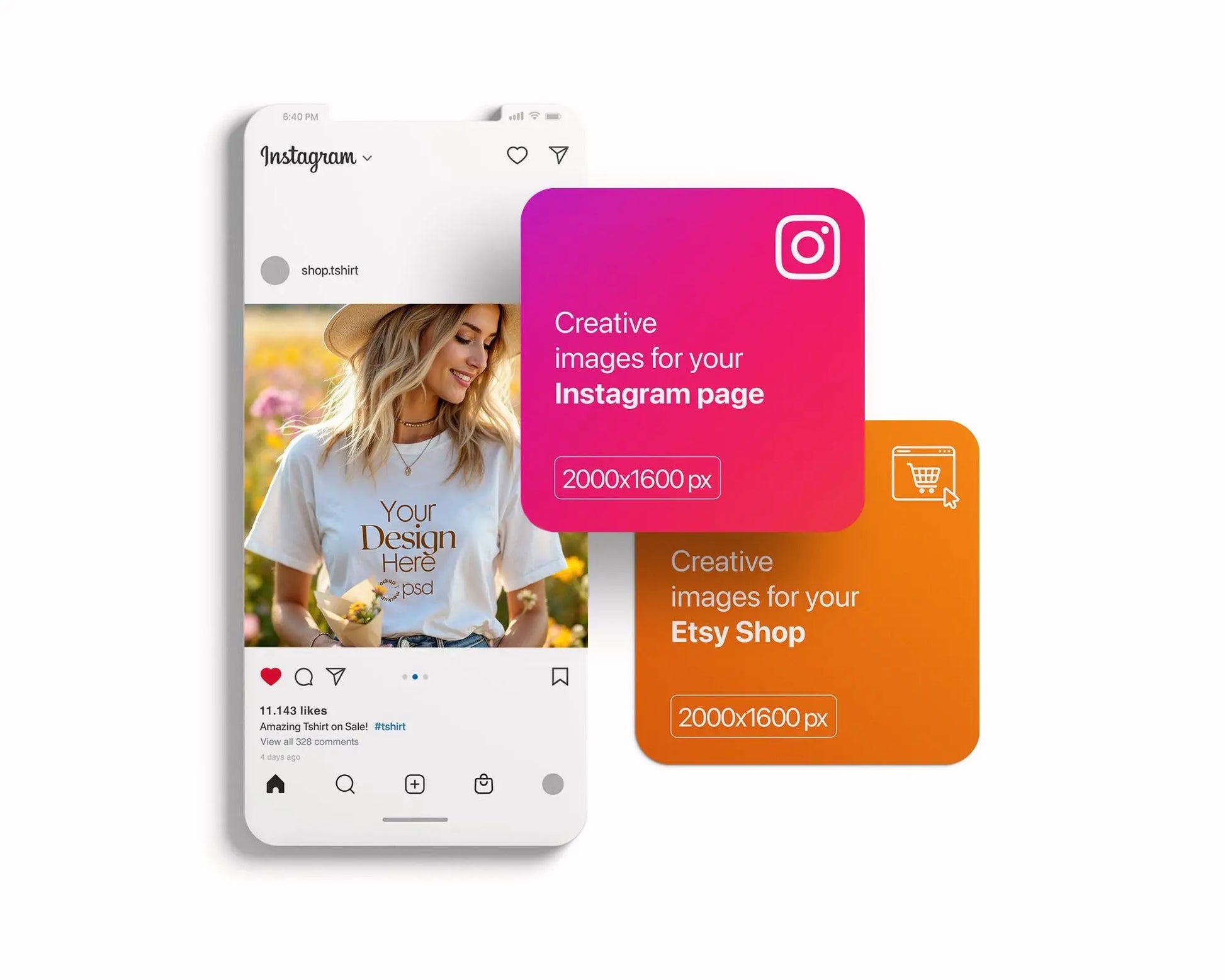 Woman White T-Shirt Mockup PSD | Gildan 64000 & Bella Canvas 3001 Print on Demand Tee Mockups for Designers, Boho Style Tshirt