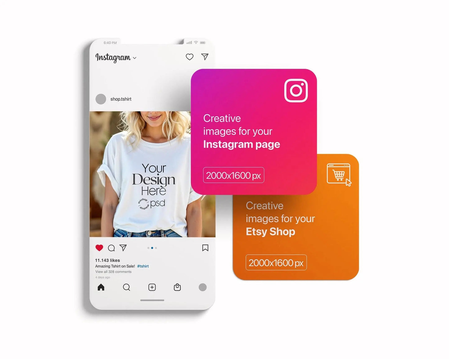 Woman White T-Shirt Mockup PSD | Gildan 64000 & Bella Canvas 3001 Print on Demand Tee Mockups for Designers, Boho Style Tshirt