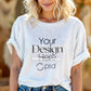 Woman White T-Shirt Mockup PSD | Gildan 64000 & Bella Canvas 3001 Print on Demand Tee Mockups for Designers, Boho Style Tshirt