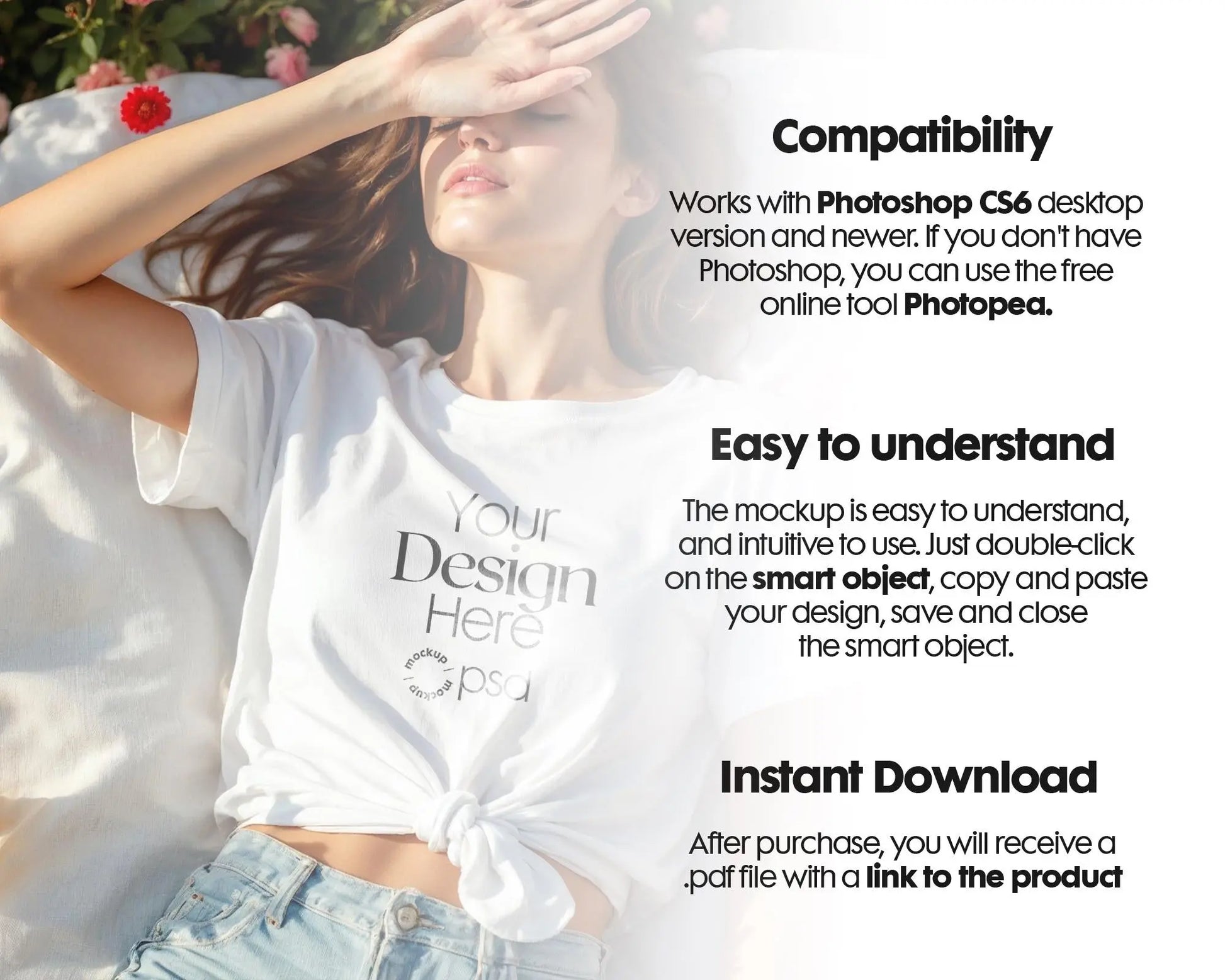 Bella Canvas 3001 White Shirt Mockup | Summer T-Shirt Model Mockup | High-Quality Bella Canvas Mockup for Design Preview