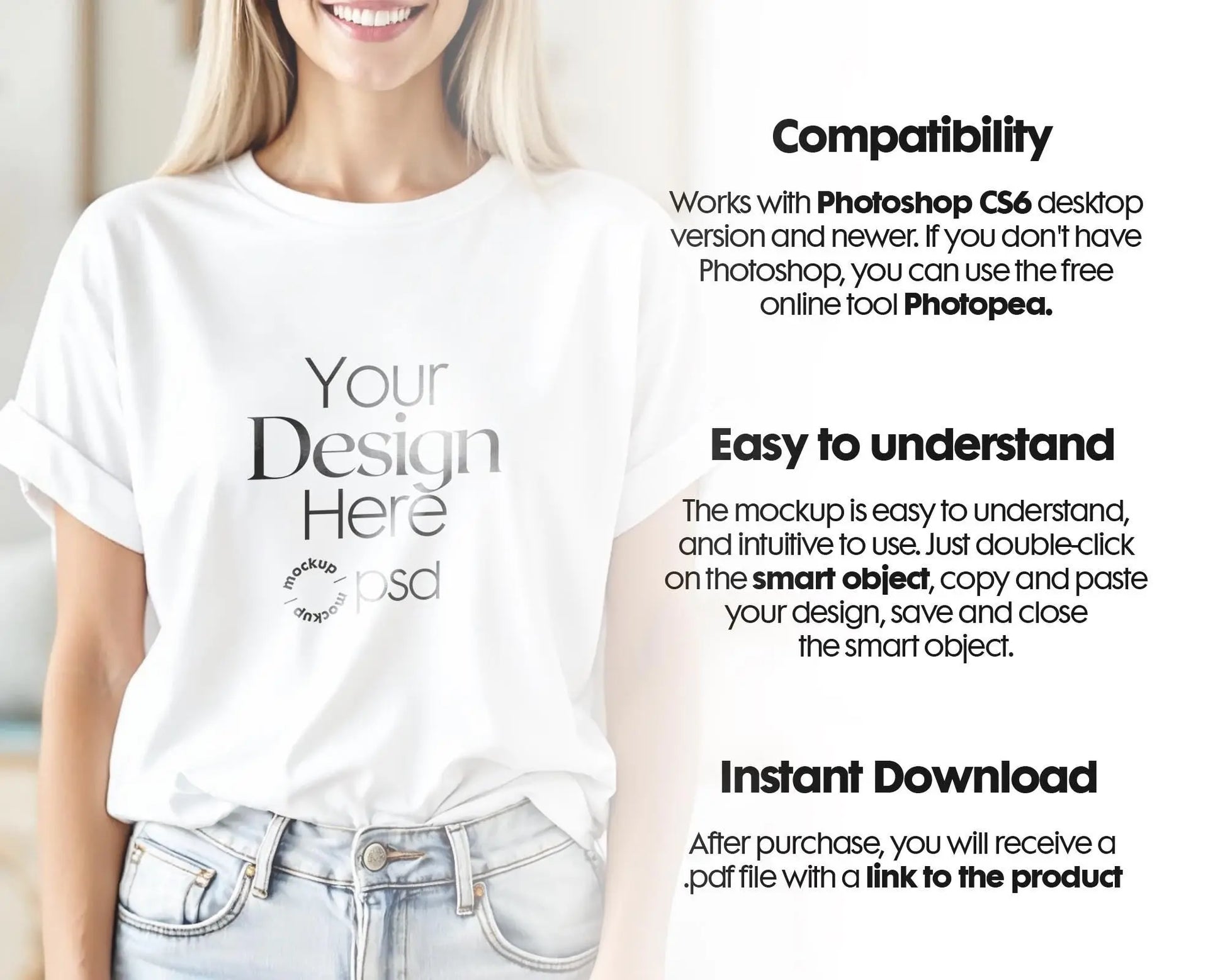 Bella Canvas 3001 White Shirt Mockup PSD | Summer T-Shirt Model Mockup | High-Quality Bella Canvas Mockup for Design Preview