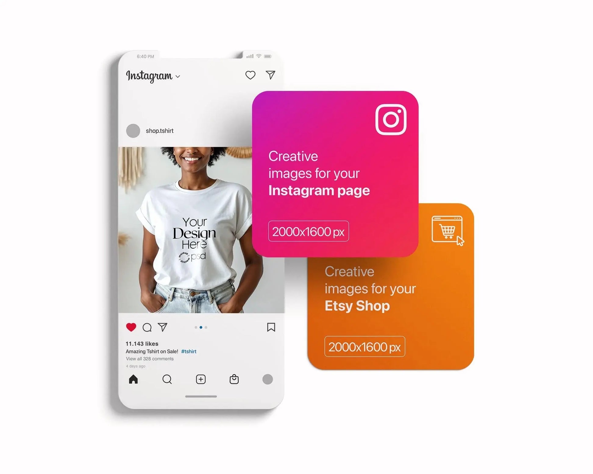 Boho T-Shirt Mockup for Bella Canvas 3001 & Gildan 64000 – African American Model, White Rolled Sleeve Tee, Natural Light Scene