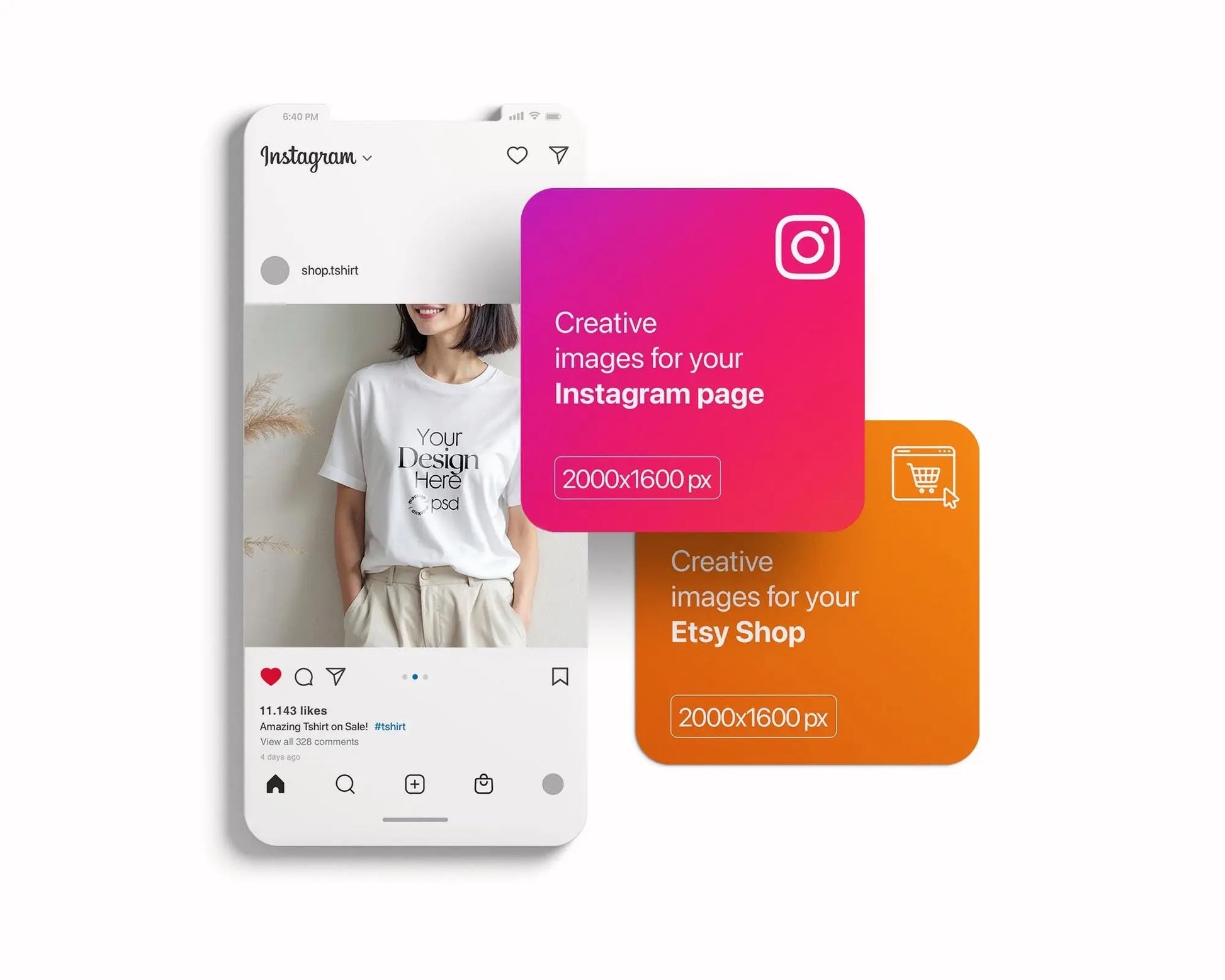 Boho T-Shirt Mockup PSD, Bella Canvas 3001 & Gildan 64000 White Rolled Sleeve Tee Natural Light Scene