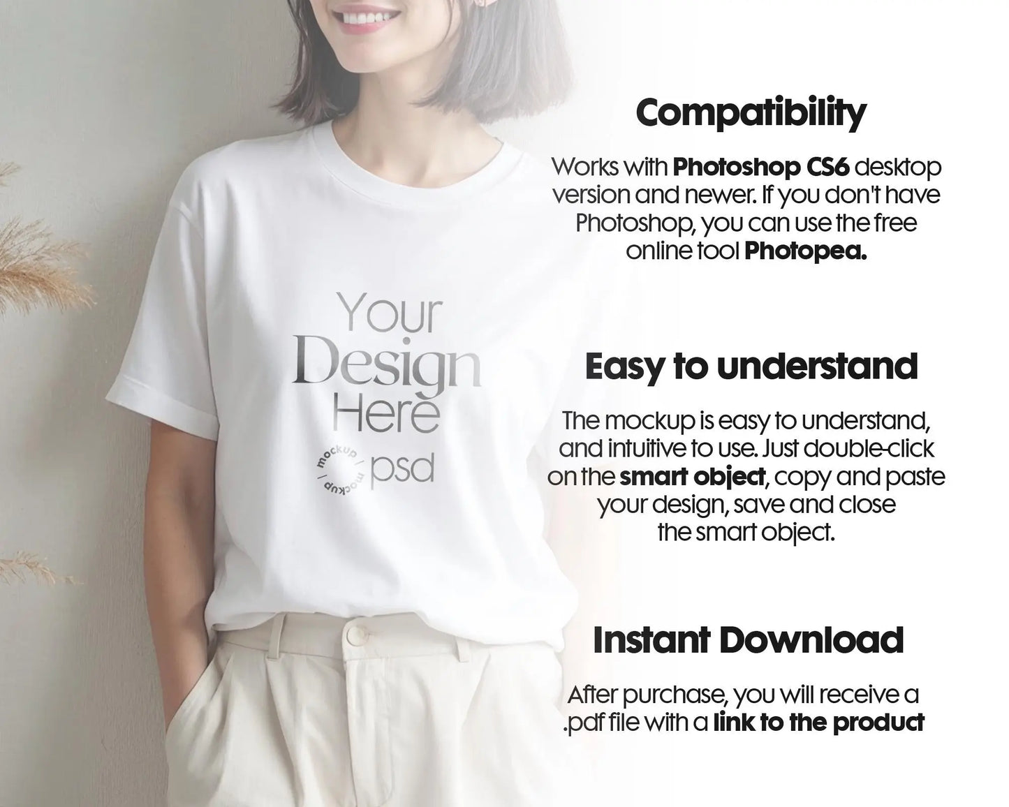 Boho T-Shirt Mockup PSD, Bella Canvas 3001 & Gildan 64000 White Rolled Sleeve Tee Natural Light Scene