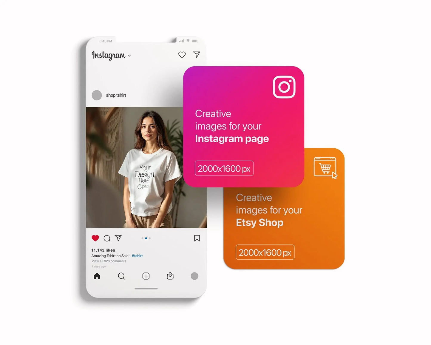 Woman White T-Shirt Mockup PSD | Gildan 64000 & Bella Canvas 3001 Print on Demand Tee Mockups for Designers, Boho Style Tshirt