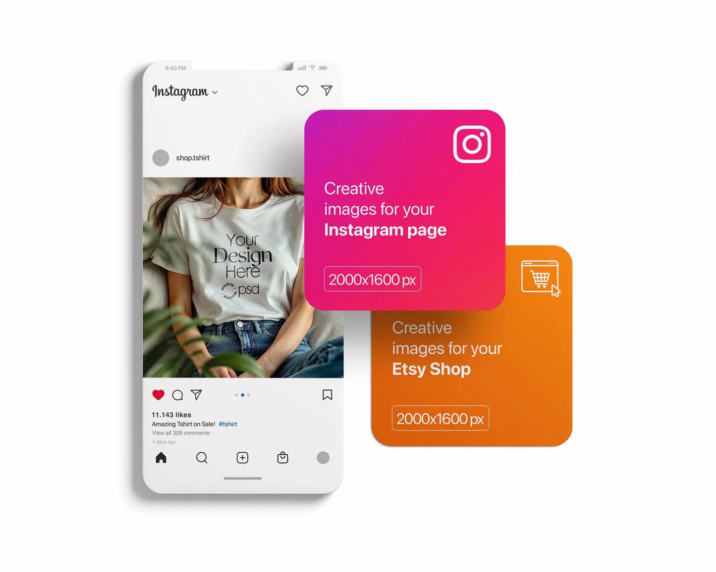 Woman White T-Shirt Mockup PSD | Gildan 64000 & Bella Canvas 3001 Print on Demand Tee Mockups for Designers, Boho Style Tshirt