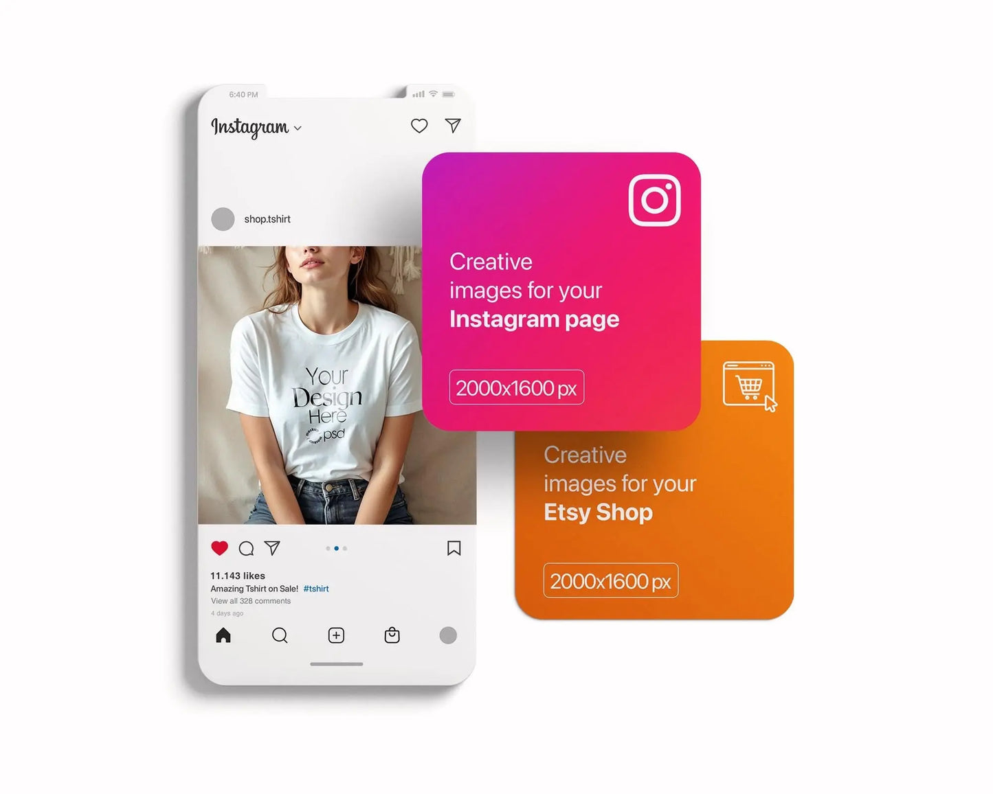 Woman White T-Shirt Mockup PSD | Gildan 64000 & Bella Canvas 3001 Print on Demand Tee Mockups for Designers, Boho Style Tshirt