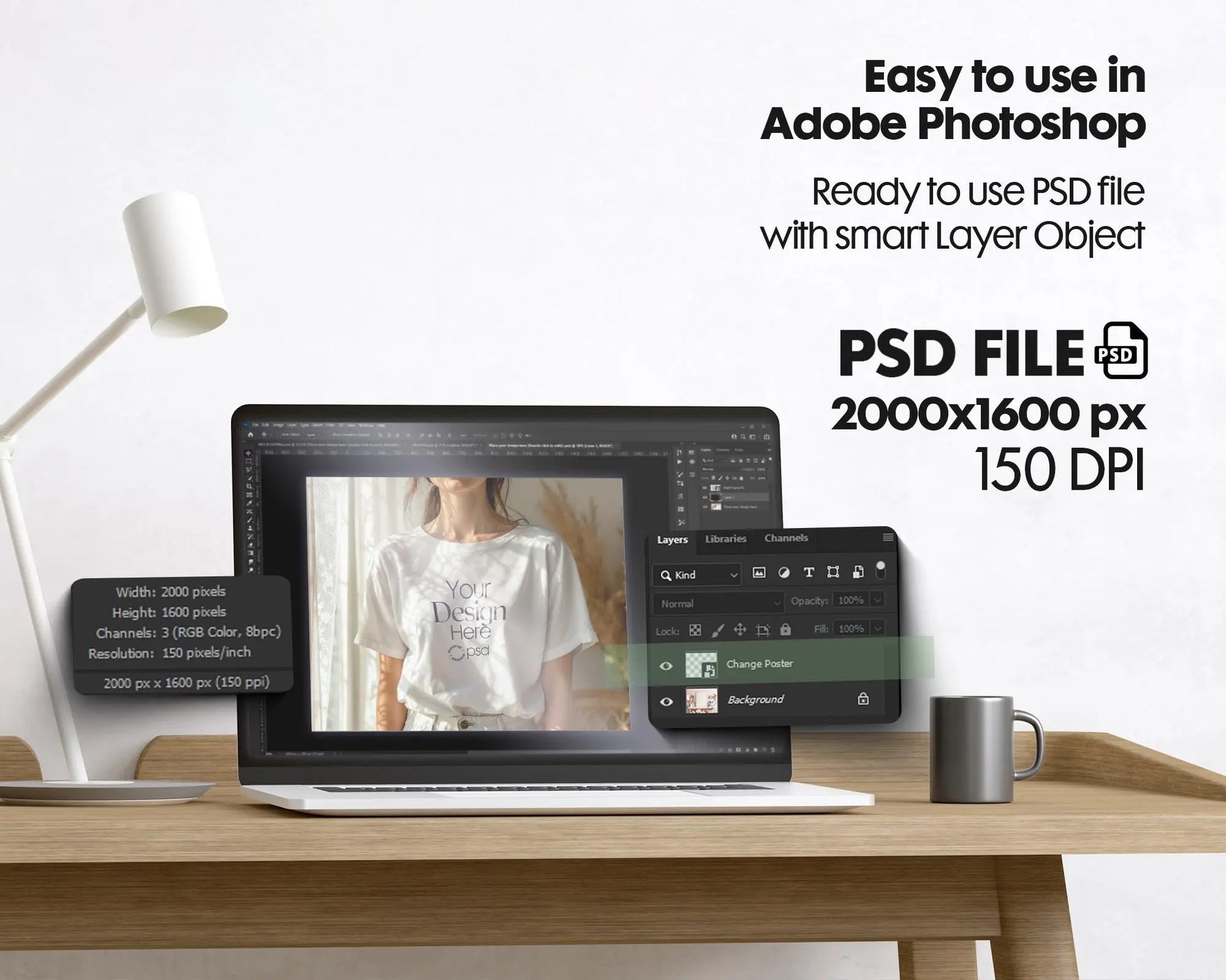 Woman White T-Shirt Mockup PSD | Gildan 64000 & Bella Canvas 3001 Print on Demand Tee Mockups for Designers, Boho Style Tshirt