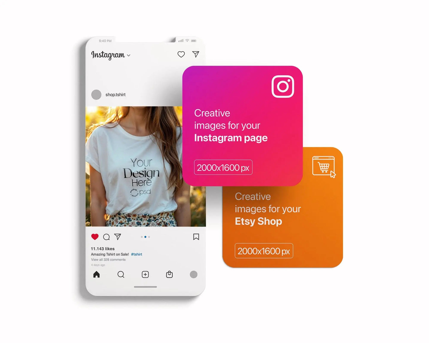 Woman White T-Shirt Mockup PSD | Gildan 64000 & Bella Canvas 3001 Print on Demand Tee Mockups for Designers, Boho Style Tshirt