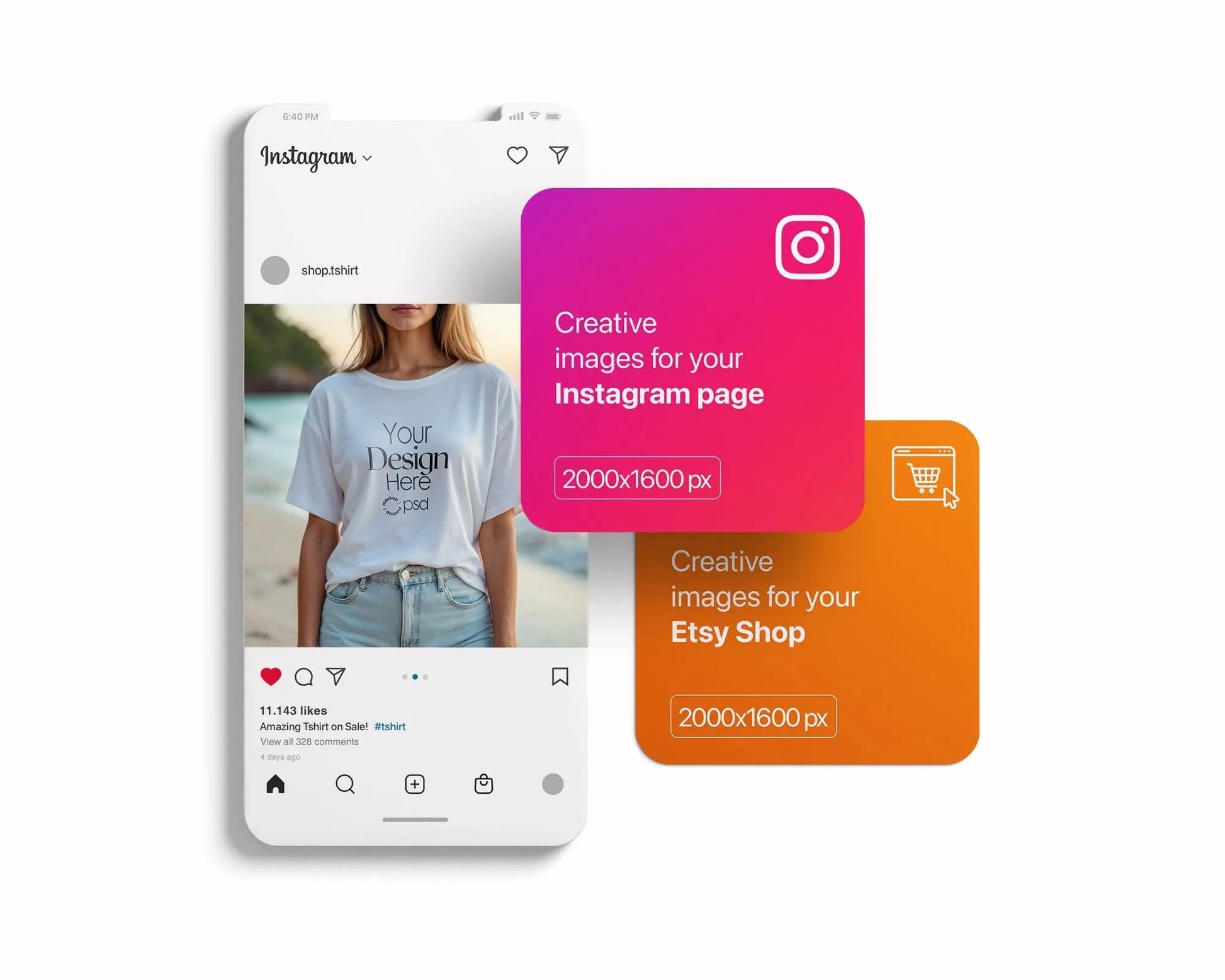 Woman White T-Shirt Mockup PSD | Gildan 64000 & Bella Canvas 3001 Print on Demand Tee Mockups for Designers, Boho Style Tshirt