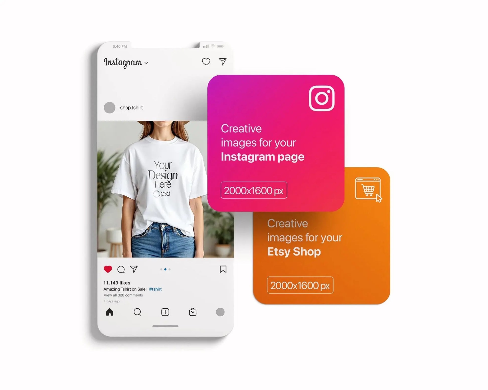 Woman White T-Shirt Mockup PSD | Gildan 64000 & Bella Canvas 3001 Print on Demand Tee Mockups for Designers, Boho Style Tshirt