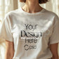 Woman White T-Shirt Mockup PSD | Gildan 64000 & Bella Canvas 3001 Print on Demand Tee Mockups for Designers, Boho Style Tshirt