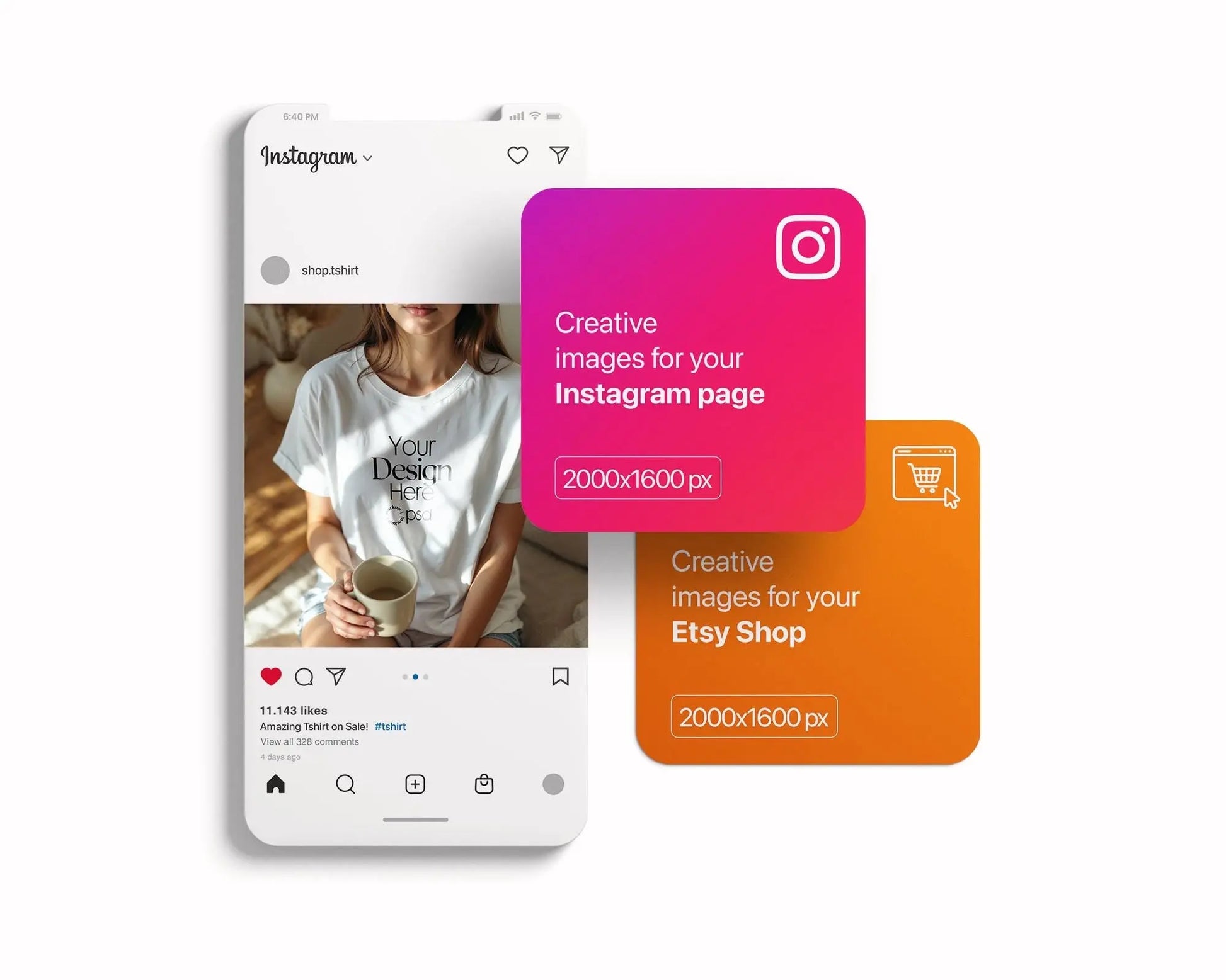 Woman White T-Shirt Mockup PSD | Gildan 64000 & Bella Canvas 3001 Print on Demand Tee Mockups for Designers, Boho Style Tshirt