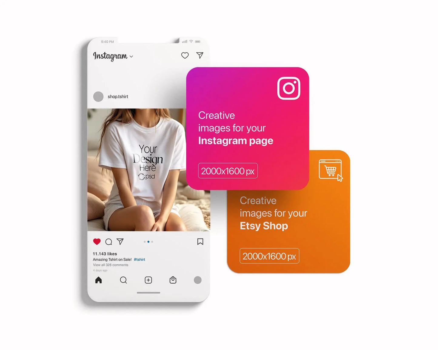 Woman White T-Shirt Mockup PSD | Gildan 64000 & Bella Canvas 3001 Print on Demand Tee Mockups for Designers, Boho Style Tshirt