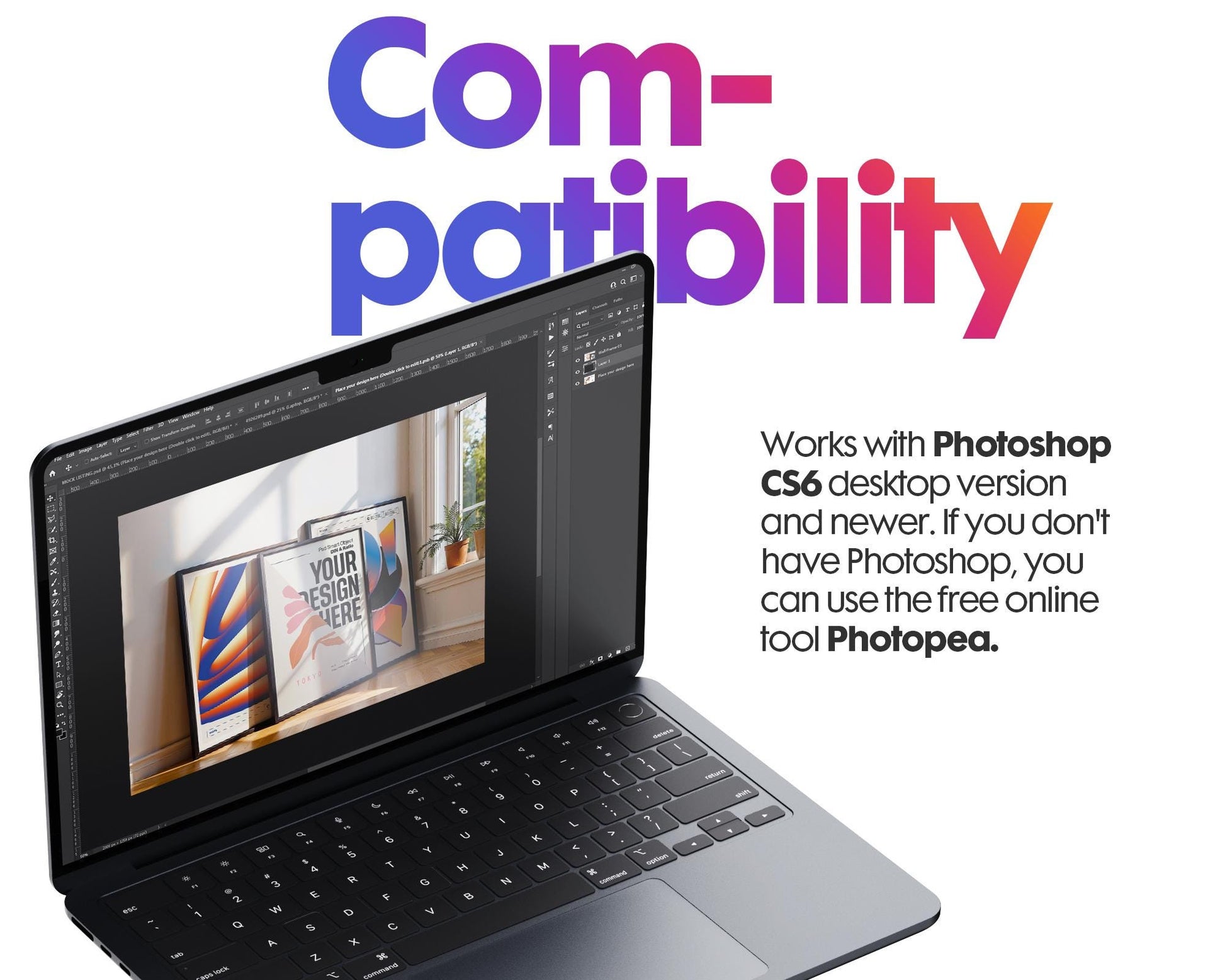 3 Frame Mockup Set - Vertical Gallery Art Display Bundle, Digital Print PSD Templates for Wall Art Presentation