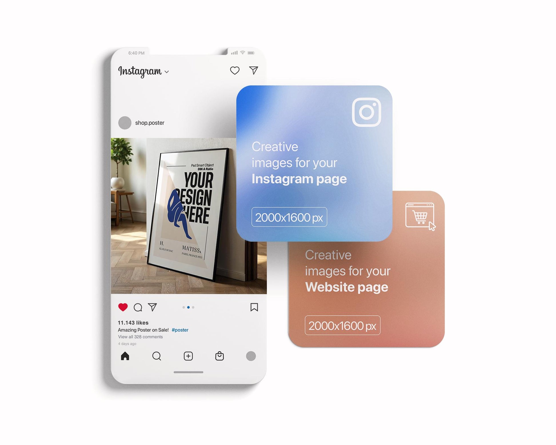 Poster Mockup PSD, Wall Art Template ISO A DIN Ratio Frame Display Digital Download for Artwork Presentation