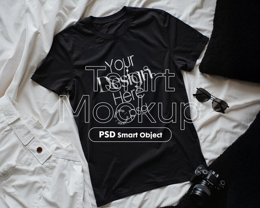 Black Shirt Mockup PSD, Bella Canvas 3001, T-Shirt Model for Design Preview & High-Quality Display