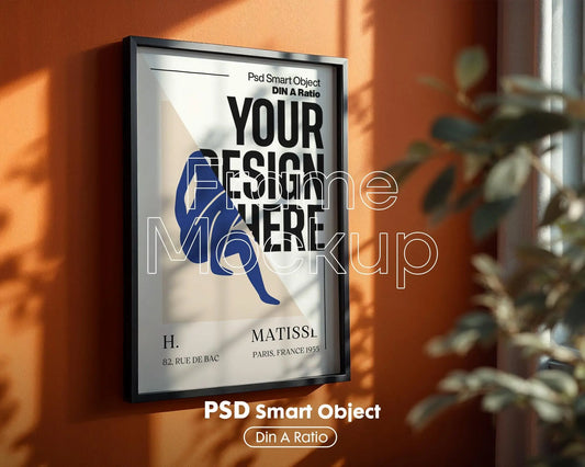 Blank Wooden Poster Frame Mockup, Wall Art Frame Mockup for Digital Download, Posters and Artwork Smart Object Instant Download