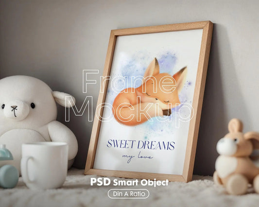 Frame Nursery Mockup in Home Interior PSD | Nursery Frame Mockup Frames | Nursery Wall Poster | Poster Shop Mockup