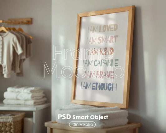 Frame Nursery Mockup in Home Interior PSD | Nursery Frame Mockup Frames | Nursery Wall Poster | Poster Shop Mockup