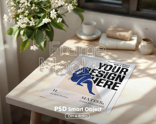 Vertical Poster Paper Mockup PSD with Smart Object | Din A Ratio Photoshop Template for Wall Art & Prints