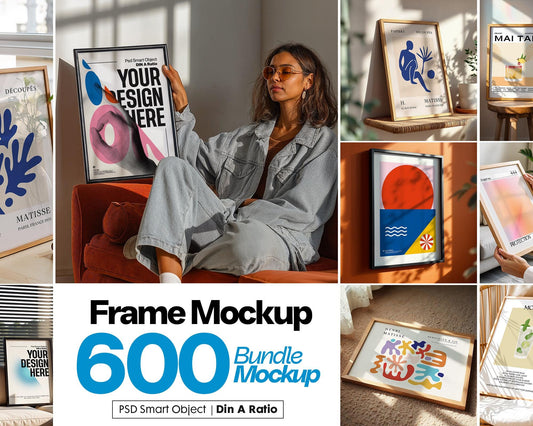 600+ Frame Mockup PSD Bundle Set - Wall & Poster Frames for Digital Art, Photo Display, Poster Mockup Templates