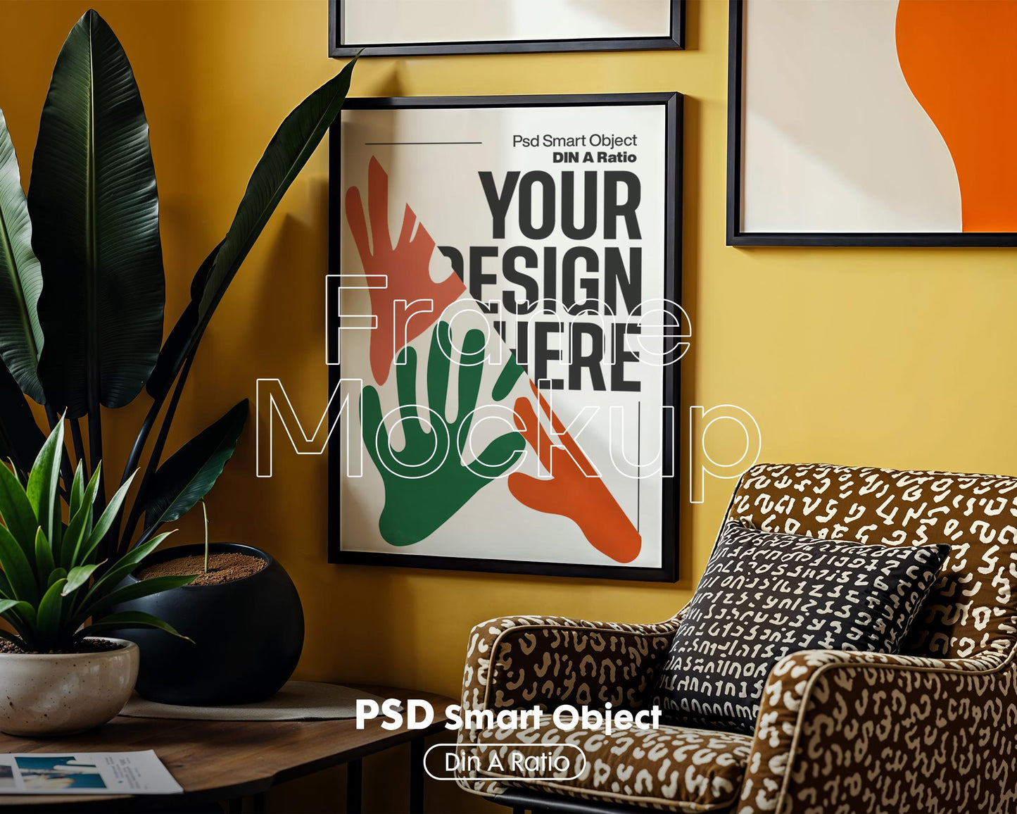 Interior Frame Mockup PSD | DIN A Artwork & Wall Art Poster Mockup for Interior Design Display