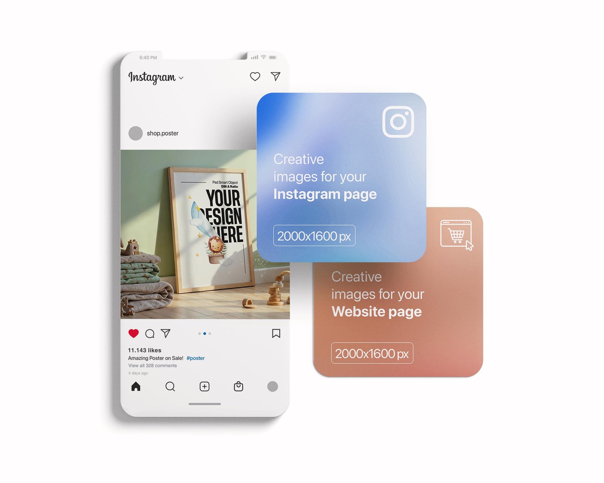 Nursery Frame Mockup PSD | Home Interior Wall Poster Mockup for Kids Room | Editable Nursery Poster Frames