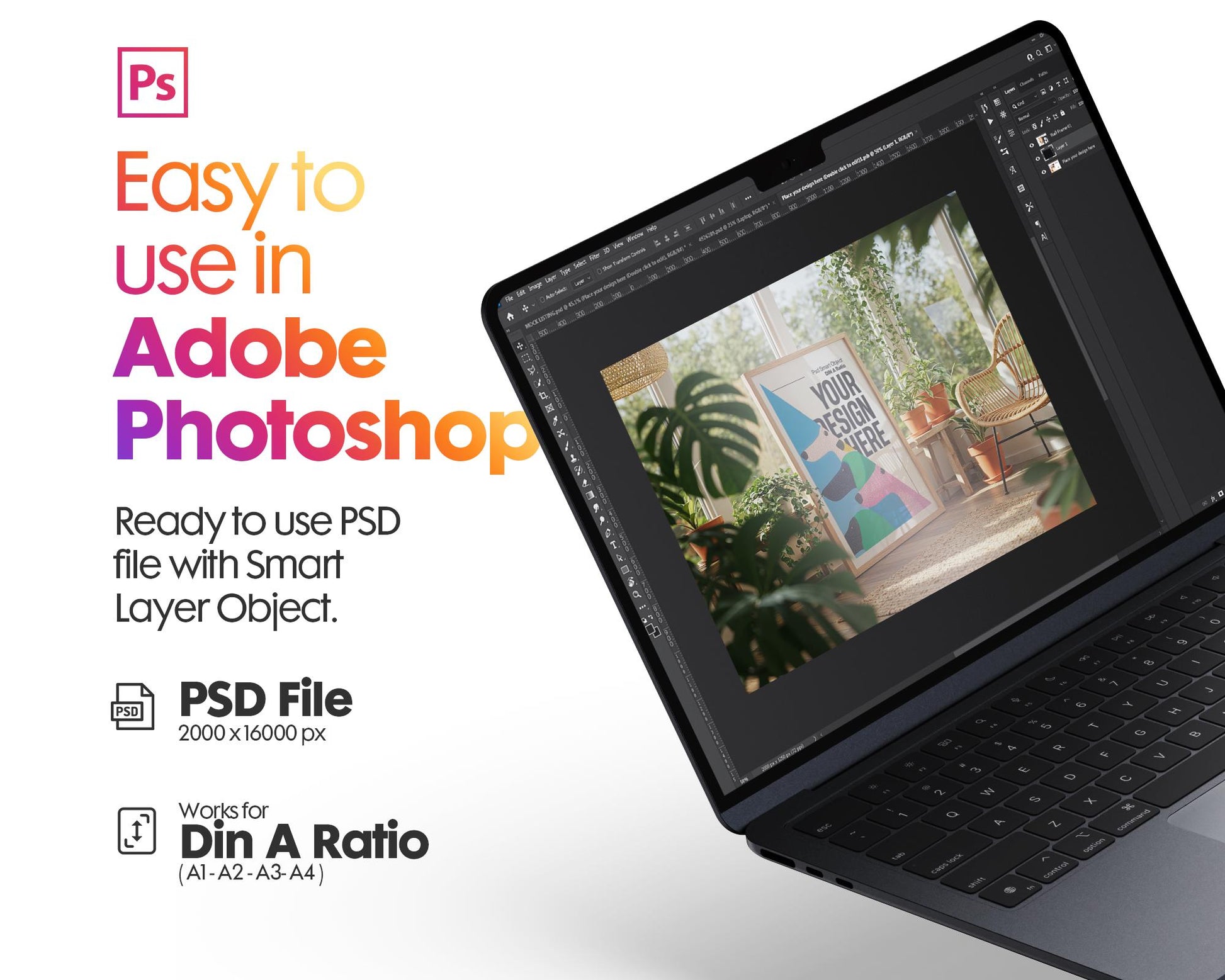 Soft Aesthetic Interior Frame Mockup | ISO A DIN Ratio | Thin Wood Frame | PSD Mockup | Frame Mockup Midcentury Minimal Home Interior