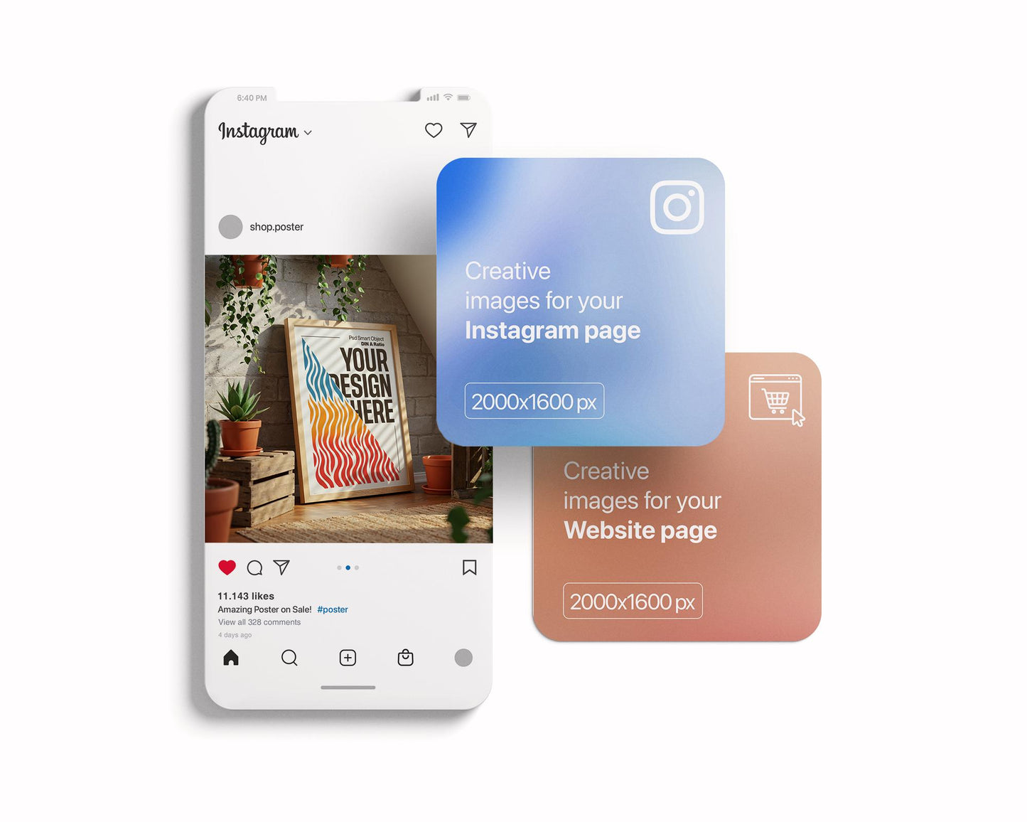 Poster Mockup PSD, Wall Art Template ISO A DIN Ratio Frame Display Digital Download for Artwork Presentation