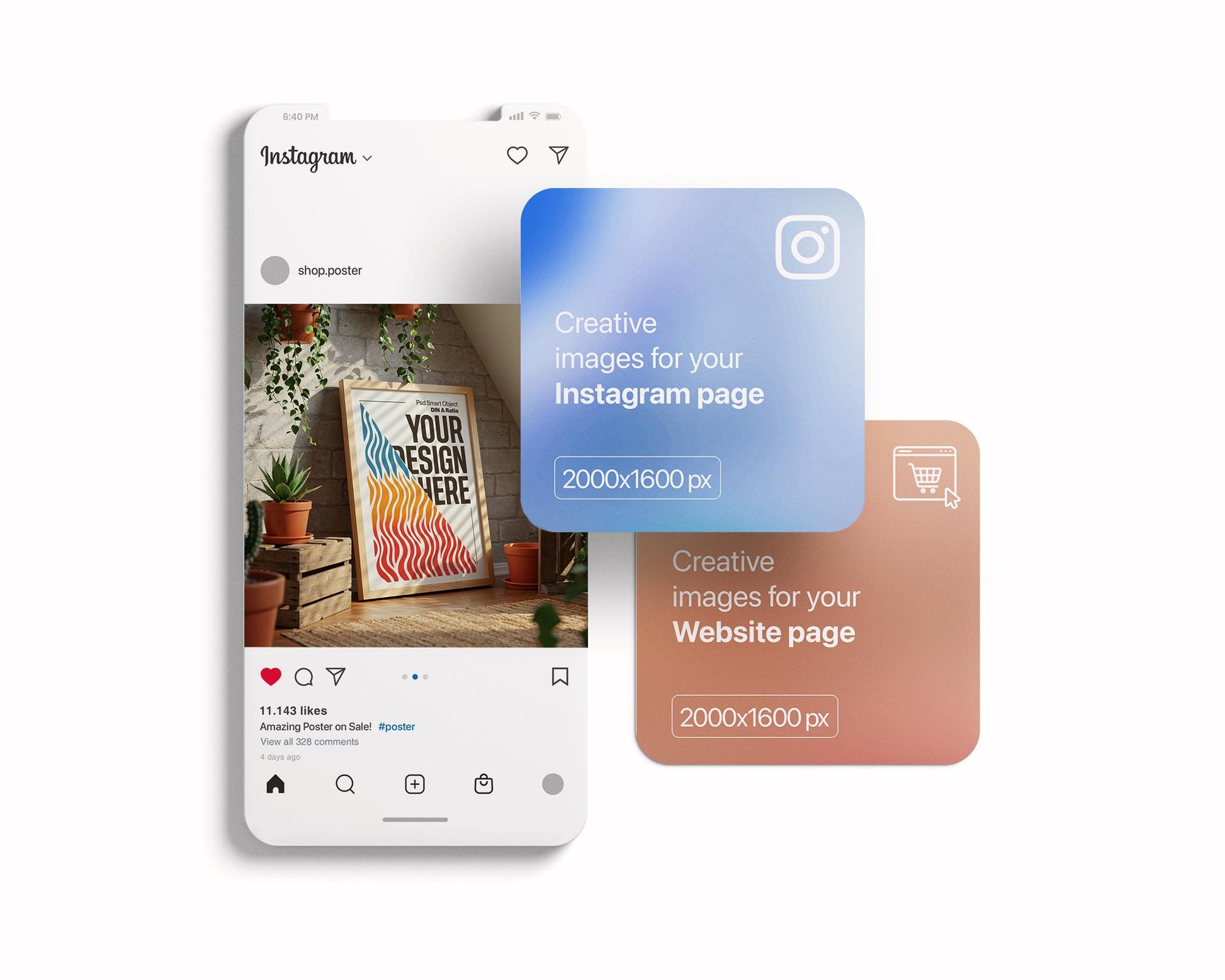 Poster Mockup PSD, Wall Art Template ISO A DIN Ratio Frame Display Digital Download for Artwork Presentation