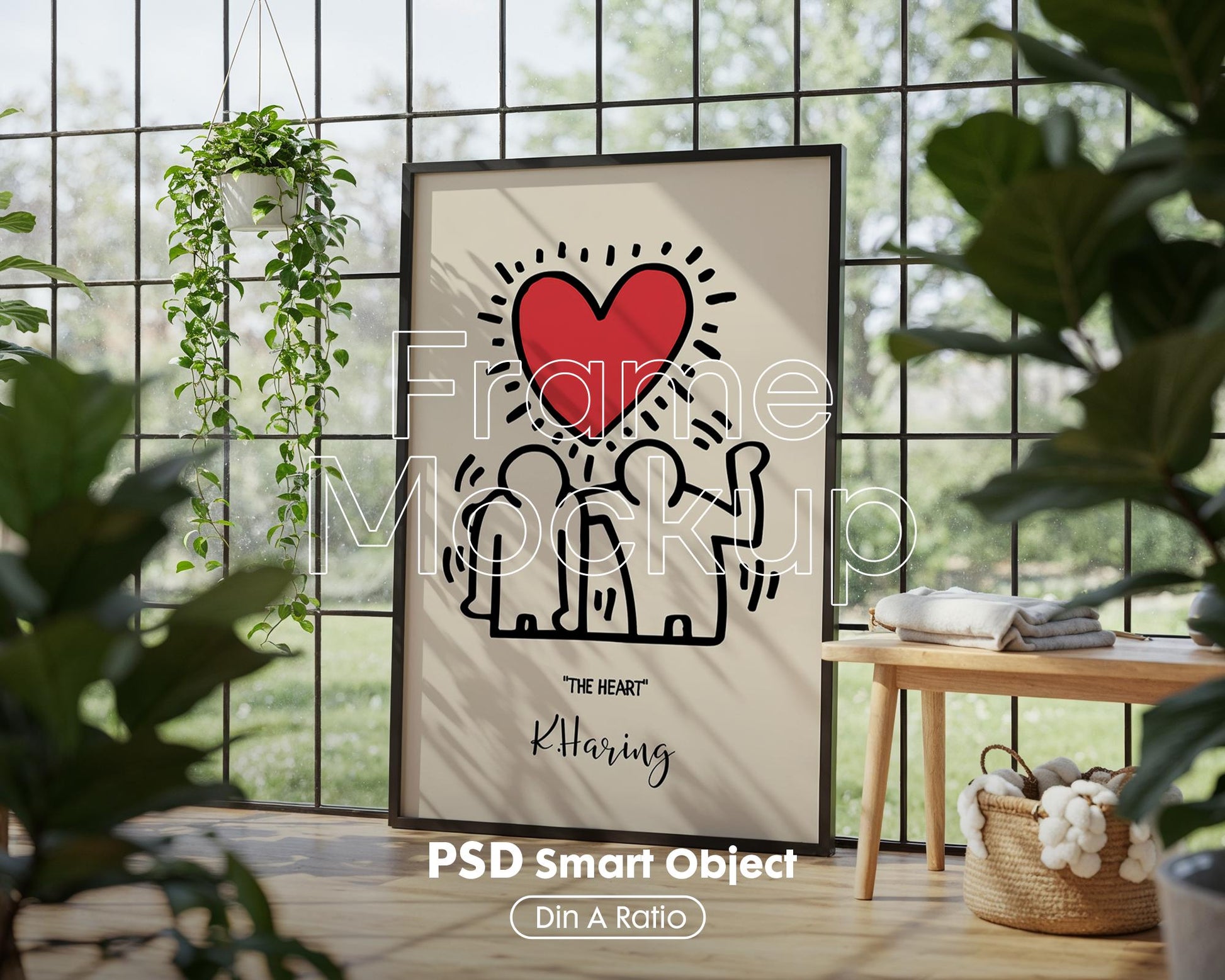 Poster Mockup PSD, Wall Art Template ISO A DIN Ratio Frame Display Digital Download for Artwork Presentation